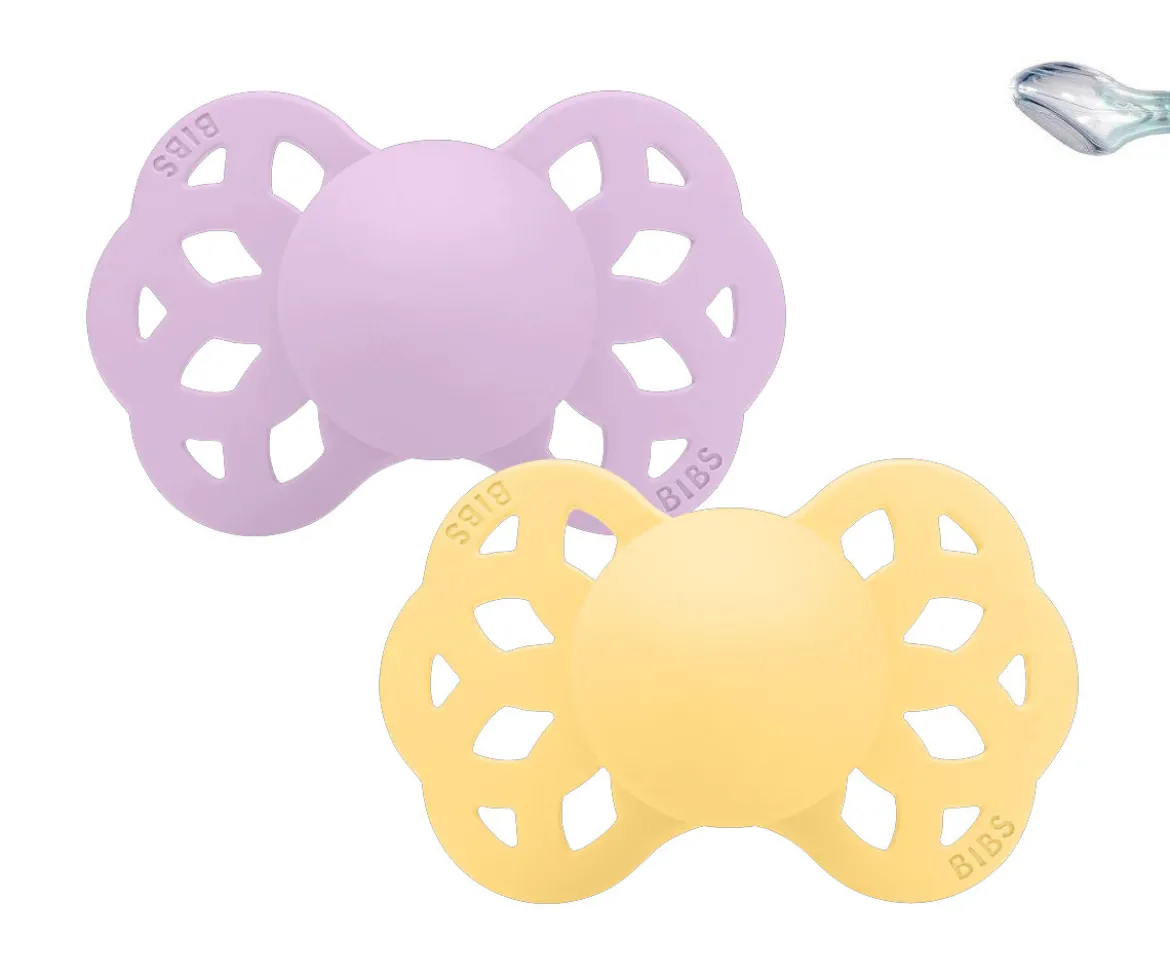 2 Chupetes BIBS Infinity Anatómica Pale Butter/Violet Sky