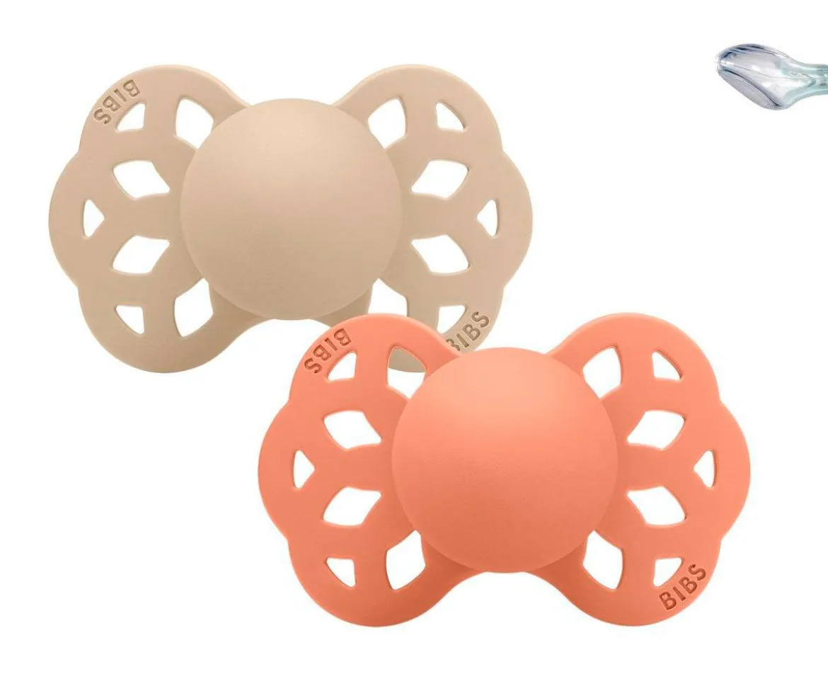 2 Chupetes BIBS Infinity Anatómica Vanilla/Peach