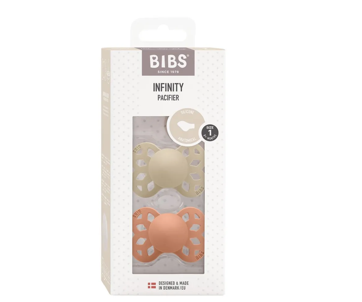2 Chupetes BIBS Infinity Anatómica Vanilla/Peach