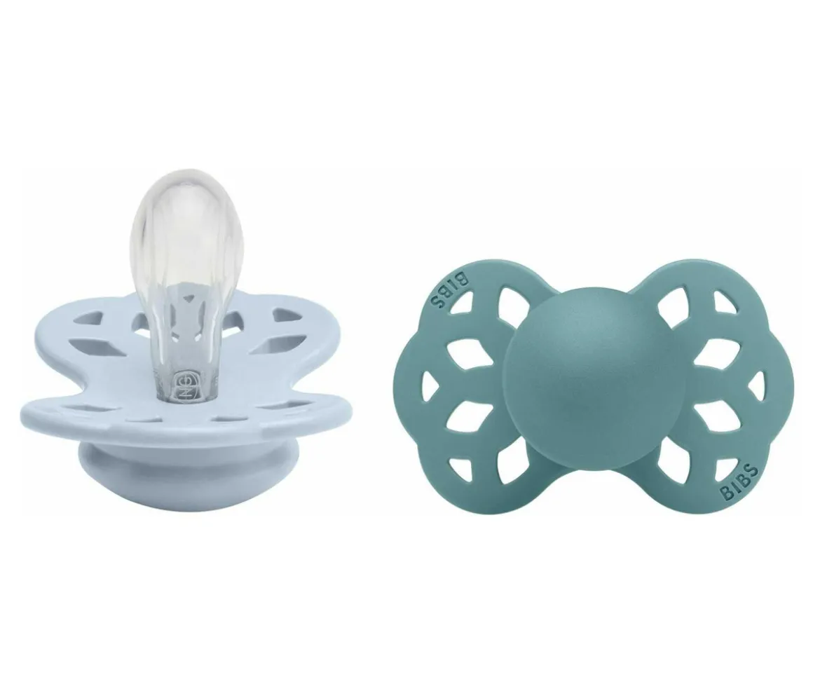 2 Chupetes BIBS Infinity Simétrica Baby Blue/Island Sea