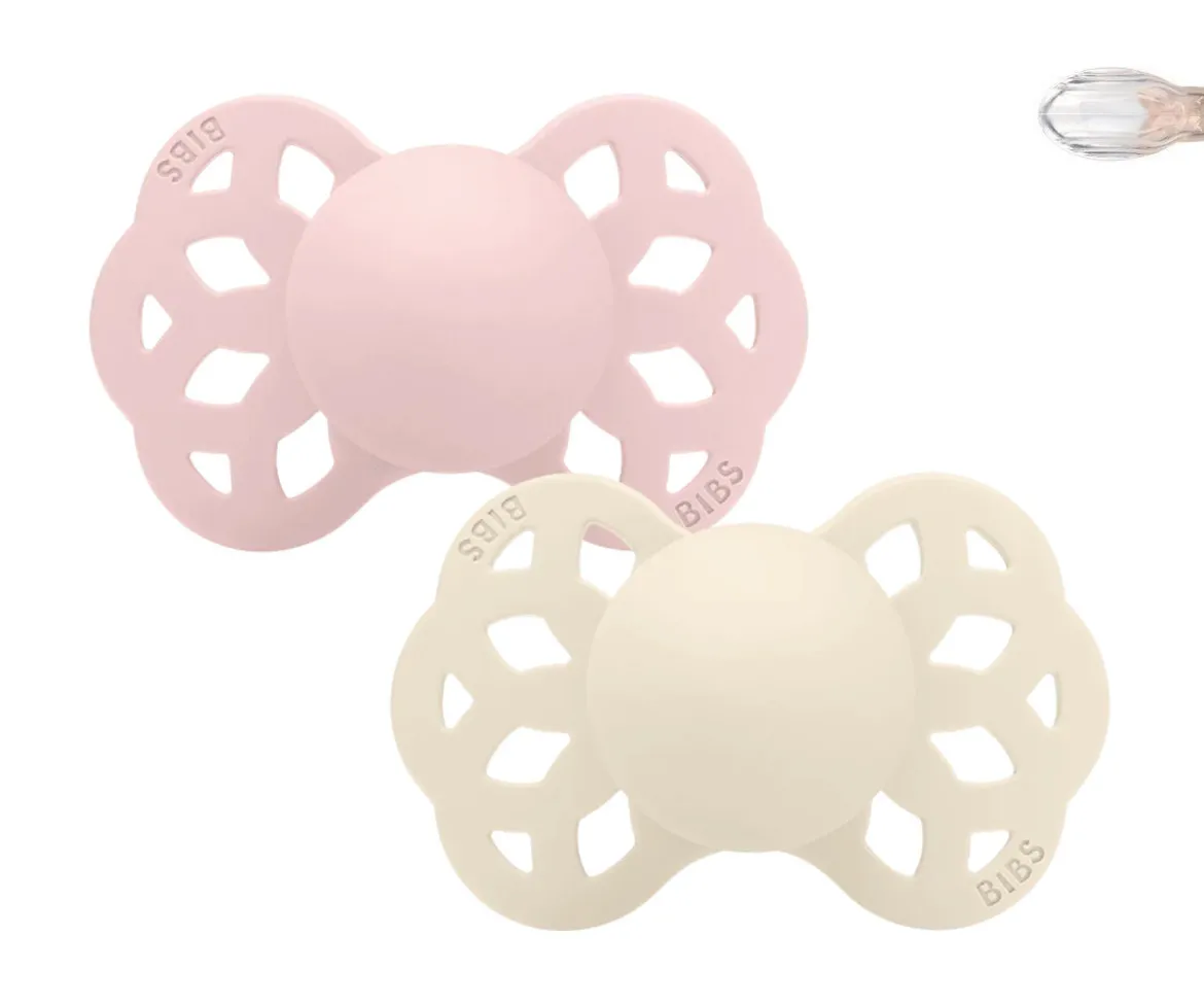 2 Chupetes BIBS Infinity Simétrica Ivory/Blossom
