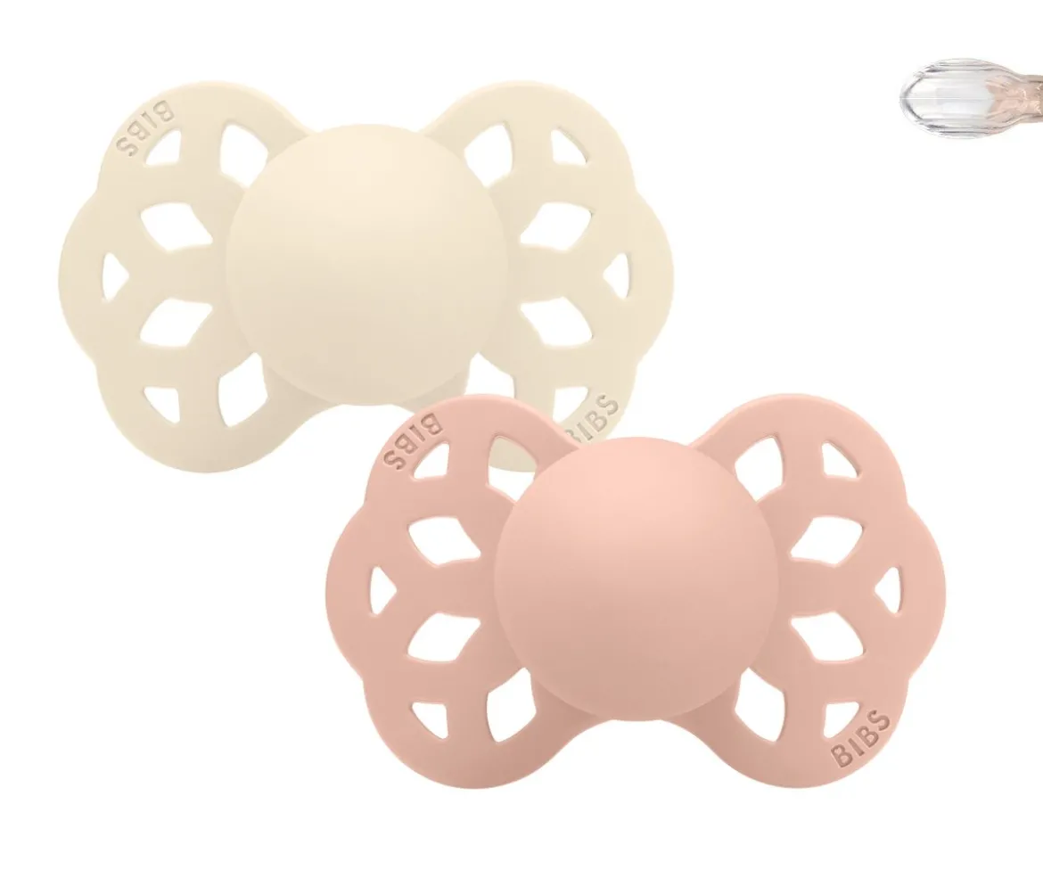2 Chupetes BIBS Infinity Simétrica Ivory/Blush