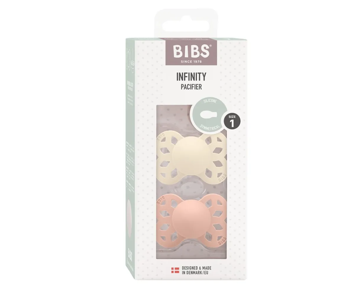 2 Chupetes BIBS Infinity Simétrica Ivory/Blush