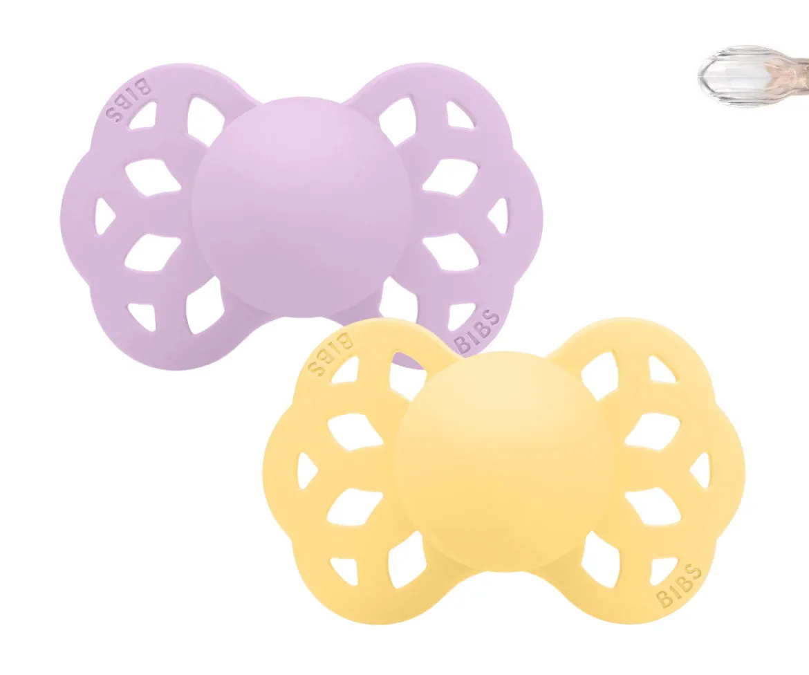 2 Chupetes BIBS Infinity Simétrica Pale Butter/Violet Sky