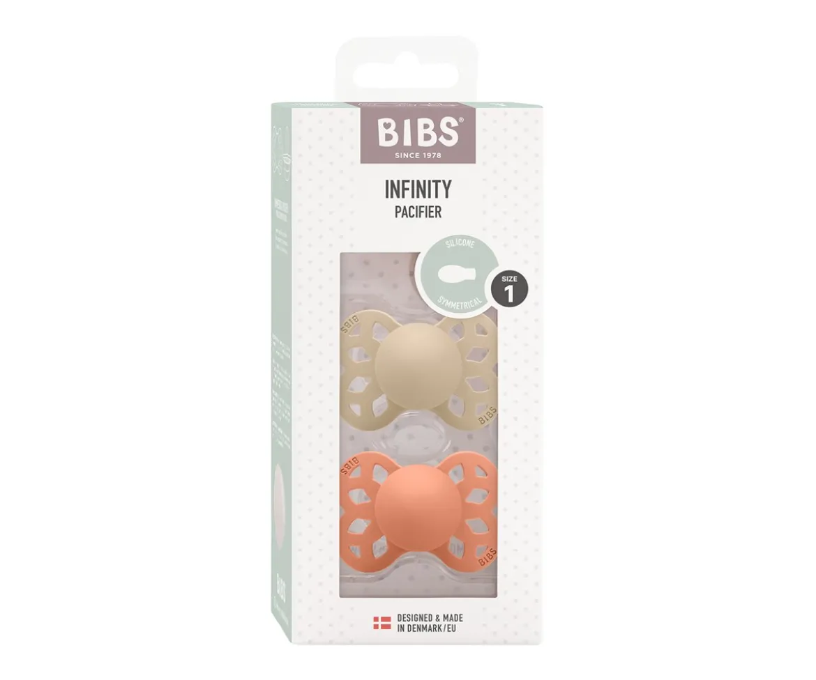 2 Chupetes BIBS Infinity Simétrica Vanilla/Peach