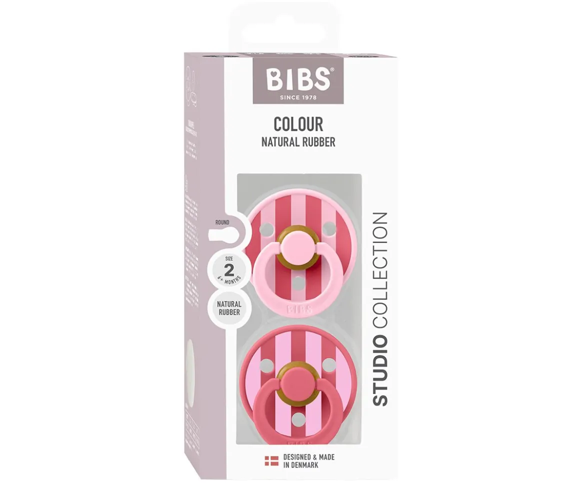 2 Chupetes BIBS Studio Colour Round Block Baby Pink Coral Mix