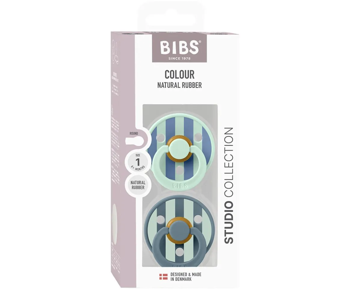 2 Chupetes BIBS Studio Colour Round Block Nordic Mint Petrol Mix