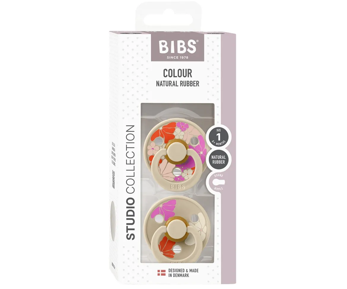2 Chupetes BIBS Studio Colour Round Morning Bloom Vanilla Mix
