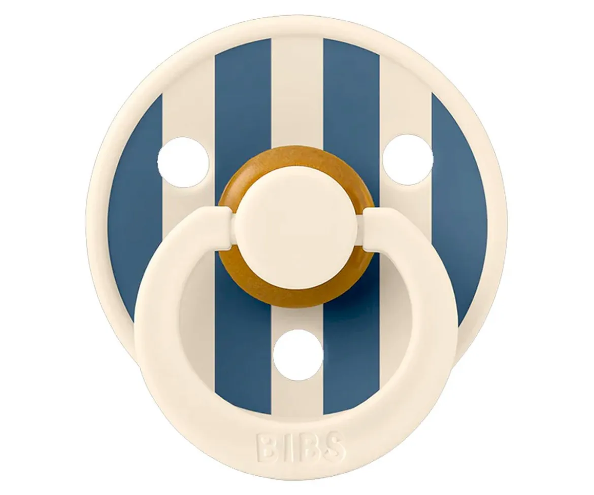 2 Chupetes BIBS Studio Colour Round Pin Ivory Steel Blue Mix