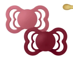 2 Chupetes BIBS Supreme Coral/Ruby Látex