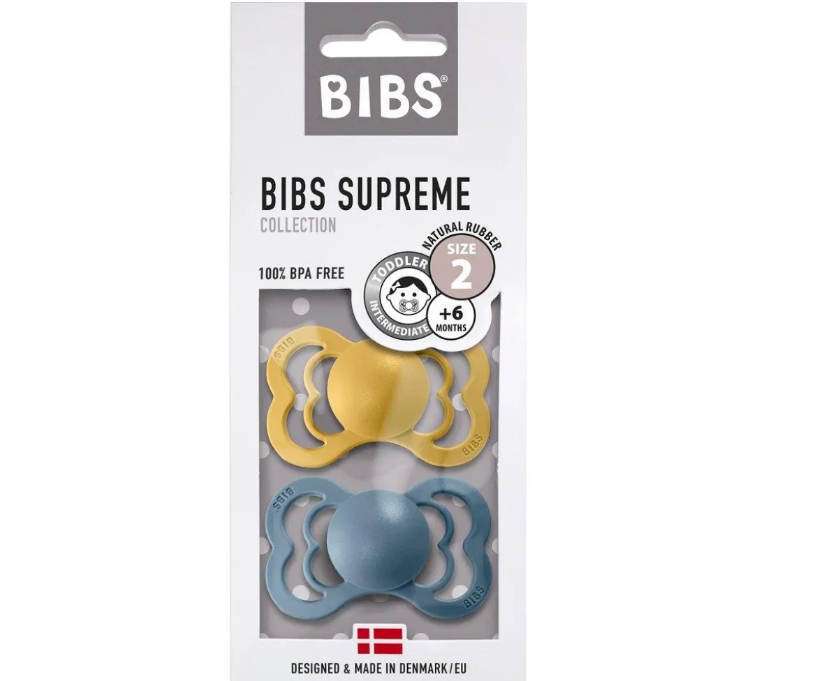 2 Chupetes BIBS Supreme Mustard/Petrol Látex