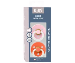 2 Chupetes Nocturnos BIBS Colour Round Tango Glow/Baby Pink Glow