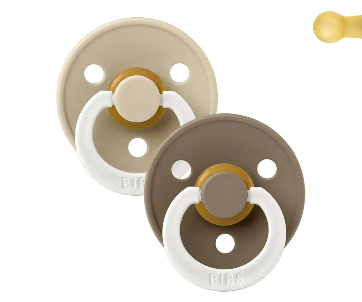 2 Chupetes Nocturnos BIBS Colour Round Vainilla/Dark Oak
