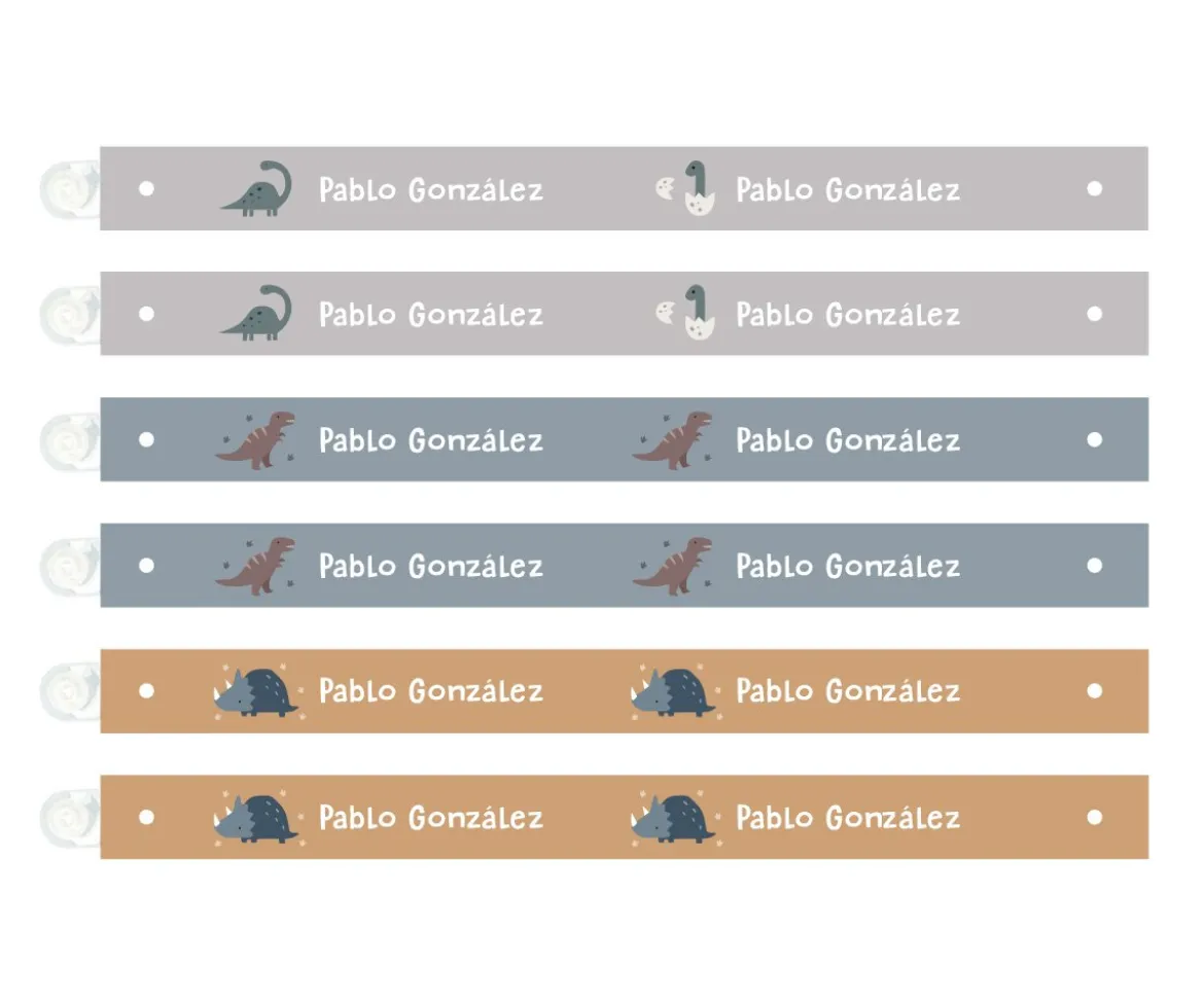 6 Cintas para Colgar Ropa Dinos World Personalizables