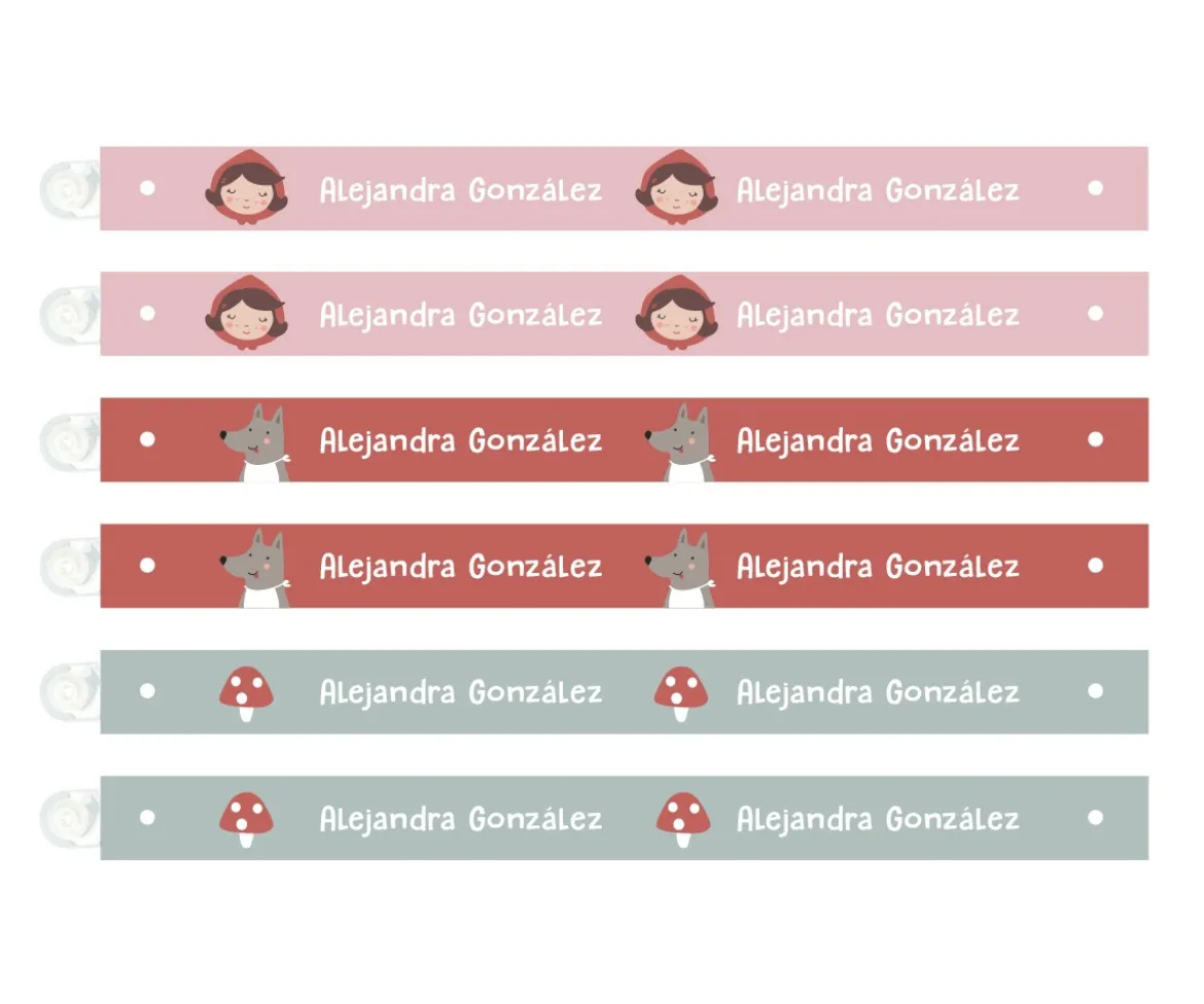 6 Cintas para Colgar Ropa Little Red Personalizables