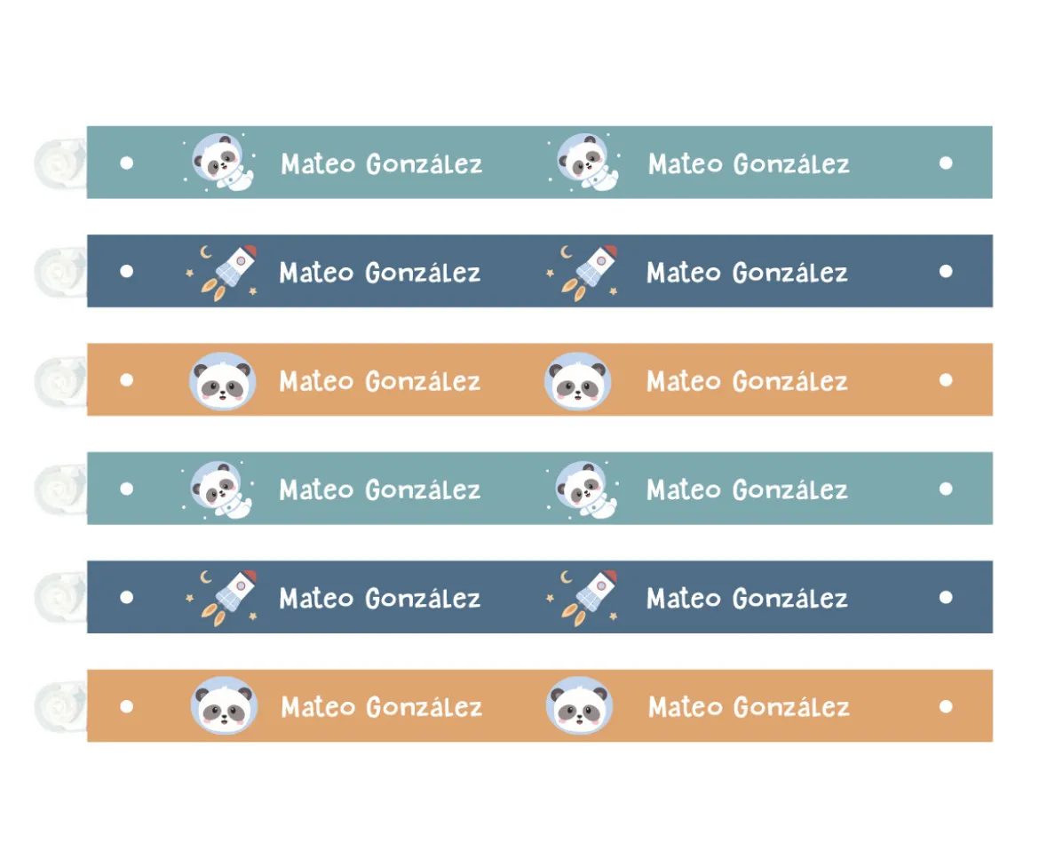 6 Cintas para Colgar Ropa Pandas in Space Personalizables