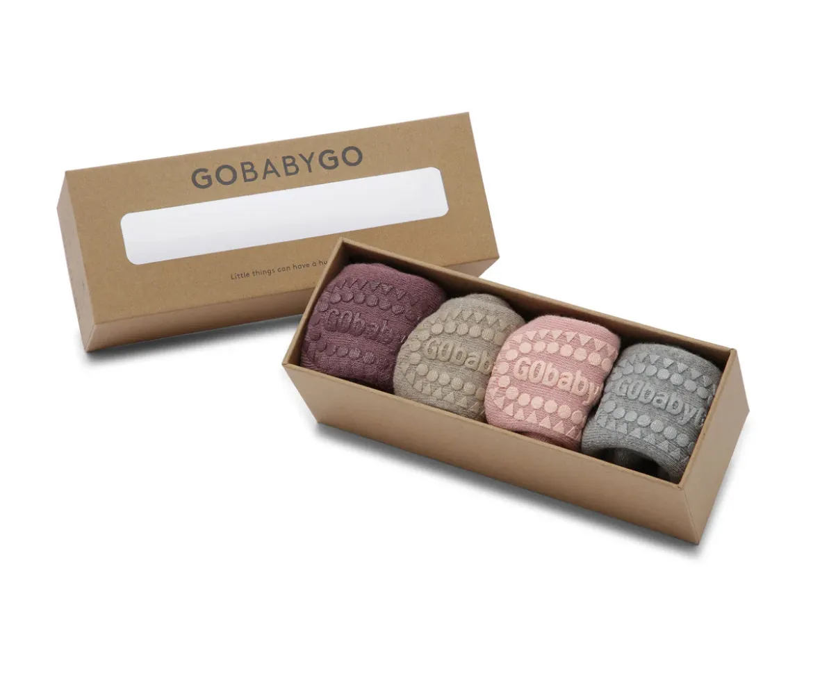 Combo Box Calcetines Suela Antideslizante Algodón Misty Plum, Sand, Soft Pink, Grey Melange