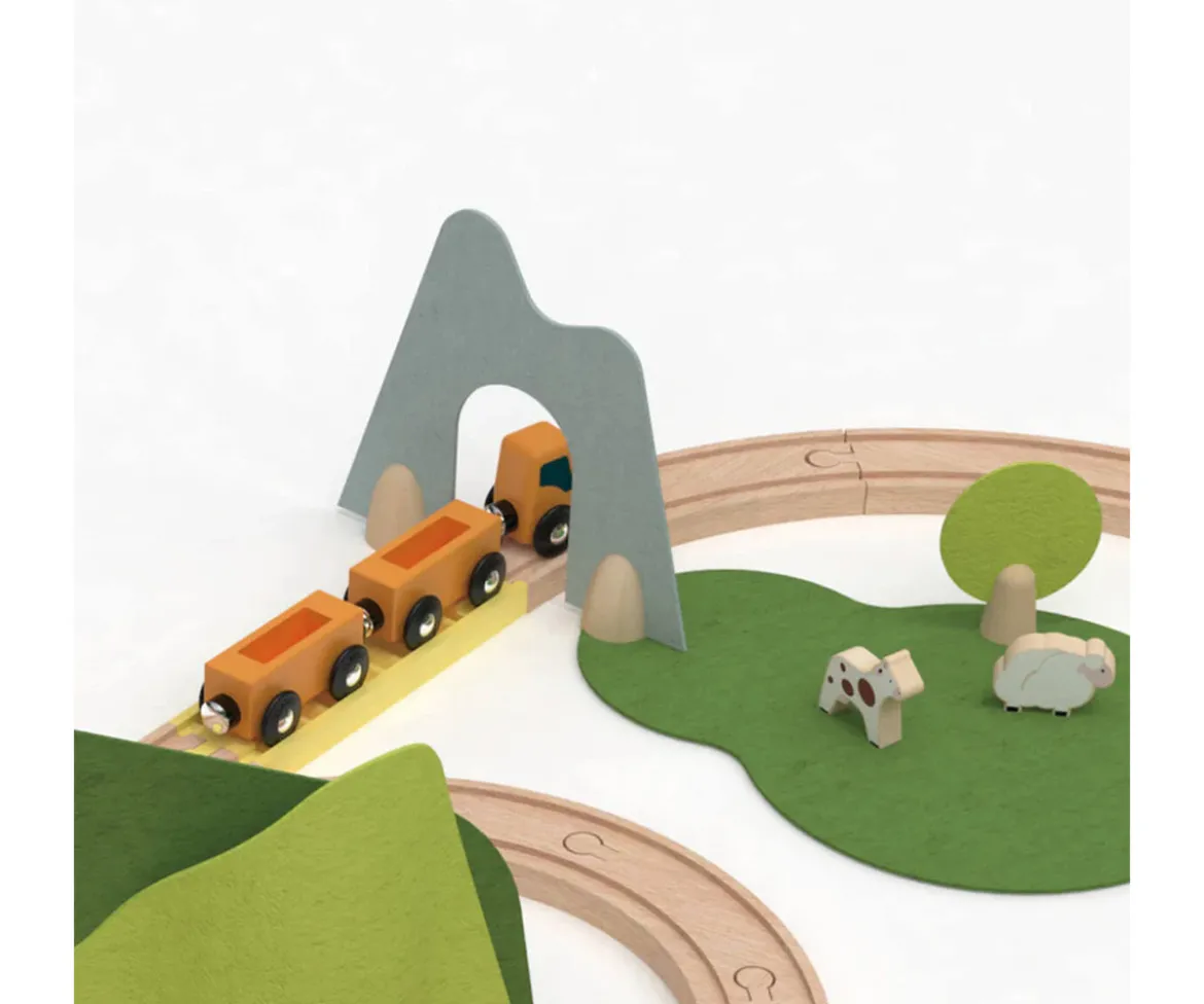 Conjunto de Trenes de Madera Naturaleza