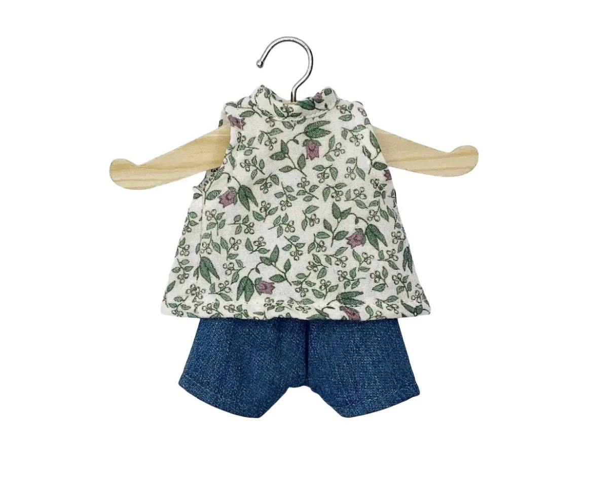 Conjunto para Muñecas Amigas de Camiseta Iva Amélie y Shorts Vaqueros