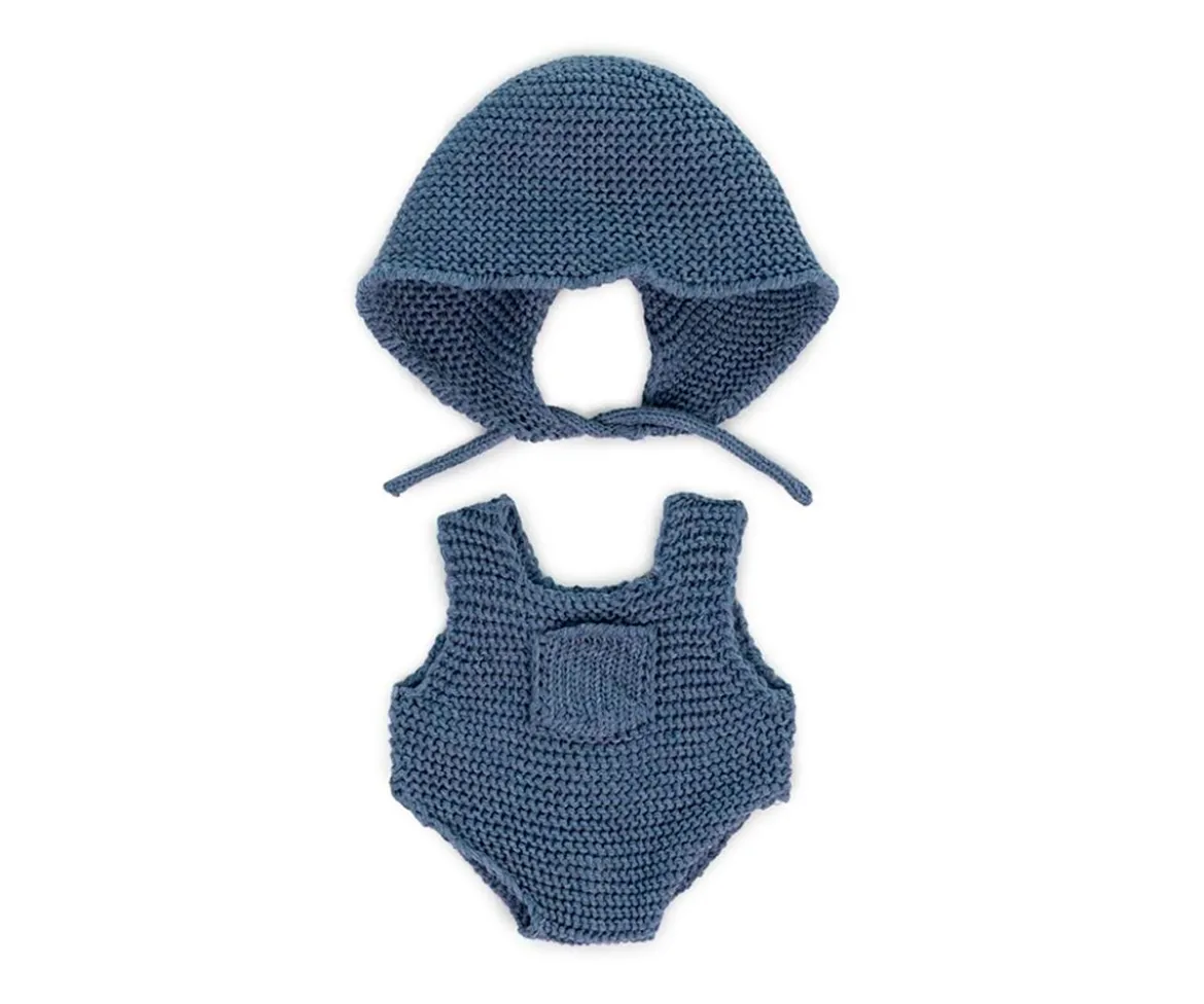 Conjunto Punto Pelele y Gorro Azul Muñeco 21cm