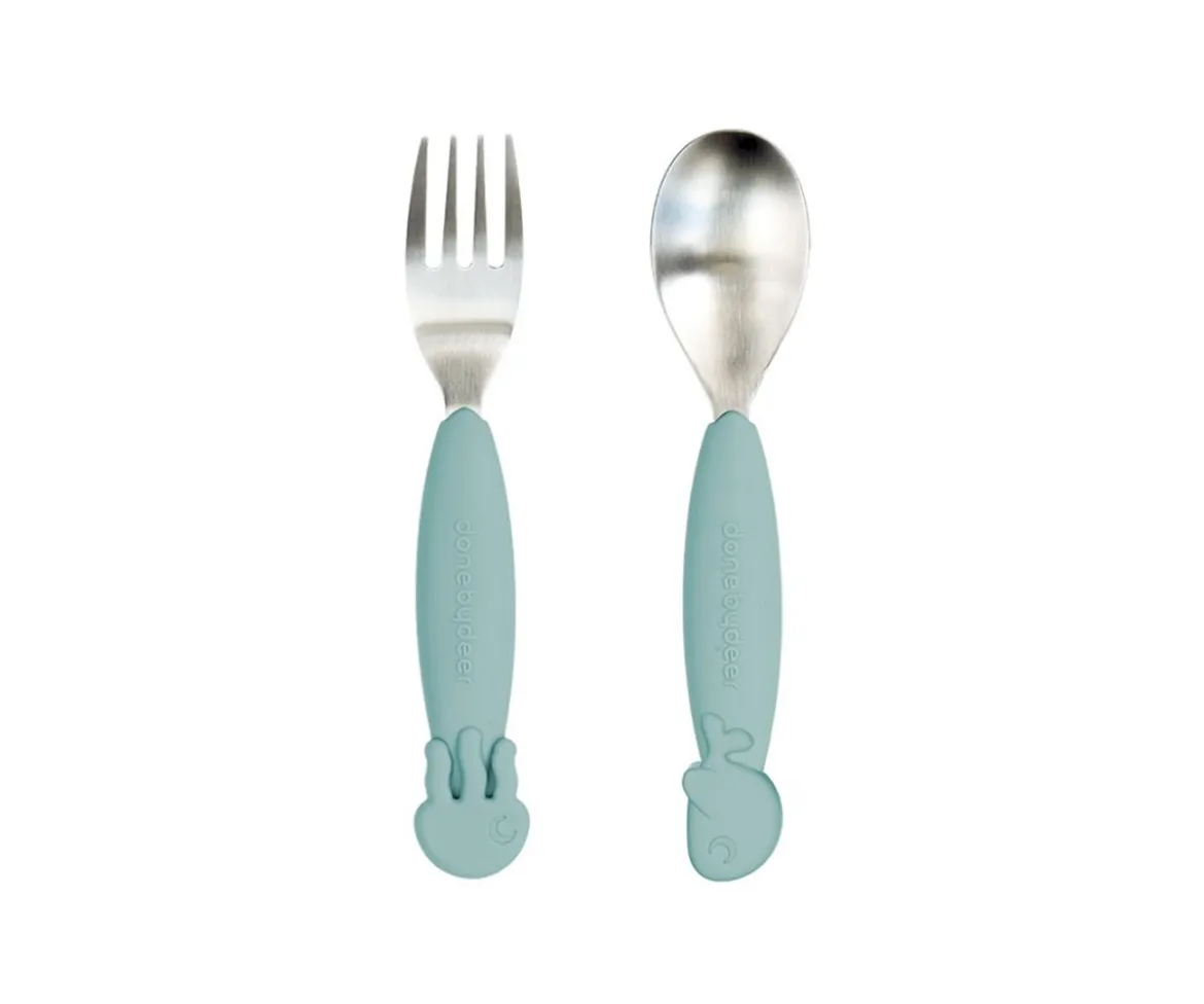 2 Cubiertos Antideslizantes Yummyplus Sea Friends Azul