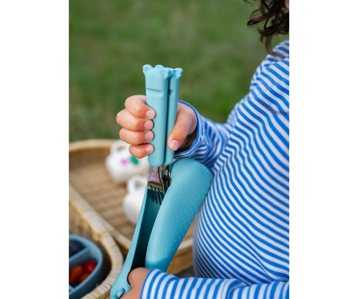 Cubiertos de Acero Inox con Funda Zoe Sea Green