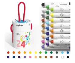 Cubo de 24 Crayones Silky Secado Rápido, Suaves y Lavables