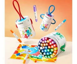 Cubo de 36 Crayones Silky Secado Rápido, Suaves y Lavables