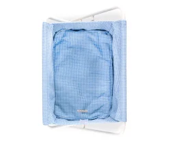 Cuna de Tela y Metal para Muñecos Vichy Azul