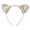 Diadema Gatito Glitter Plateada