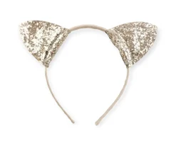 Diadema Gatito Glitter Plateada
