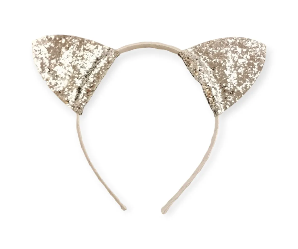 Diadema Gatito Glitter Plateada