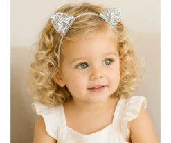 Diadema Gatito Glitter Plateada
