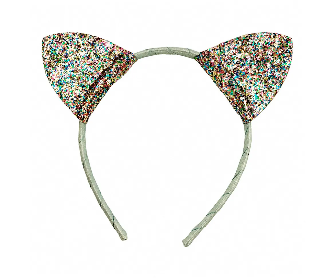 Diadema Gatito Glitter Verde