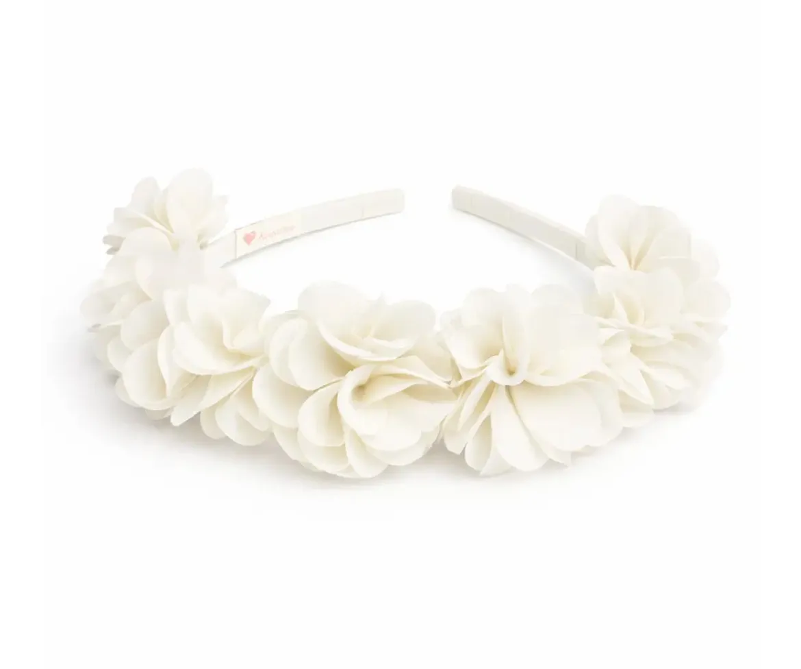 Diadema Tocado Floral Gasa Beige