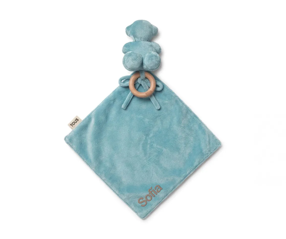 Doudou TOUS Baby con Anilla de Madera Personalizable Celeste