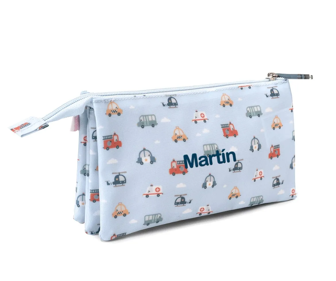 Estuche 3 Compartimentos City Cars Personalizable