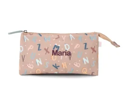 Estuche 3 Compartimentos Funny Letters Personalizable