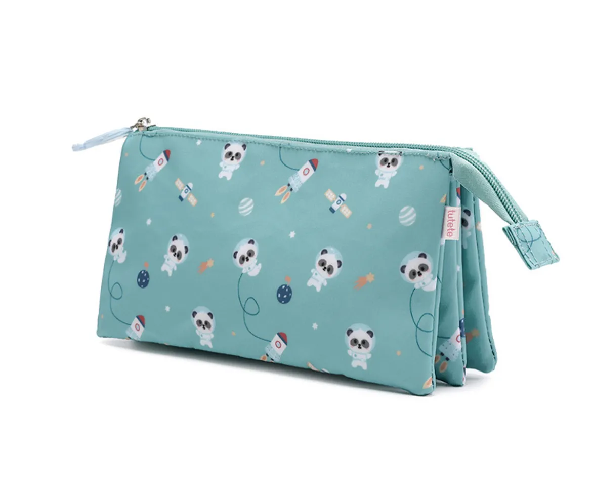 Estuche 3 Compartimentos Pandas in Space Personalizable