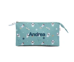 Estuche 3 Compartimentos Pandas in Space Personalizable