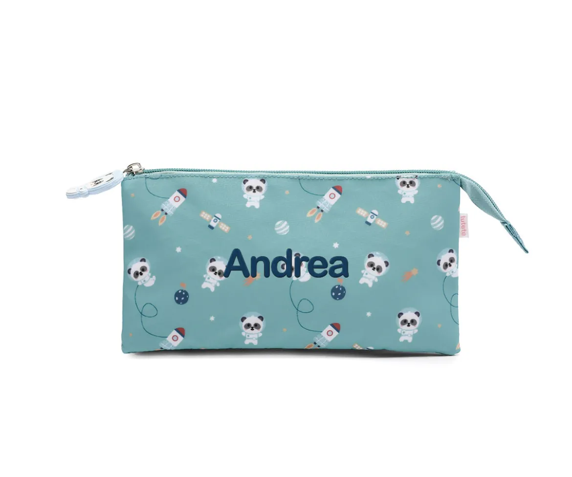 Estuche 3 Compartimentos Pandas in Space Personalizable
