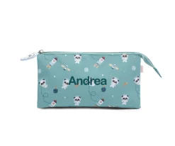 Estuche 3 Compartimentos Pandas in Space Personalizable