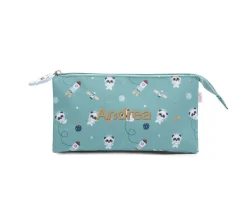 Estuche 3 Compartimentos Pandas in Space Personalizable