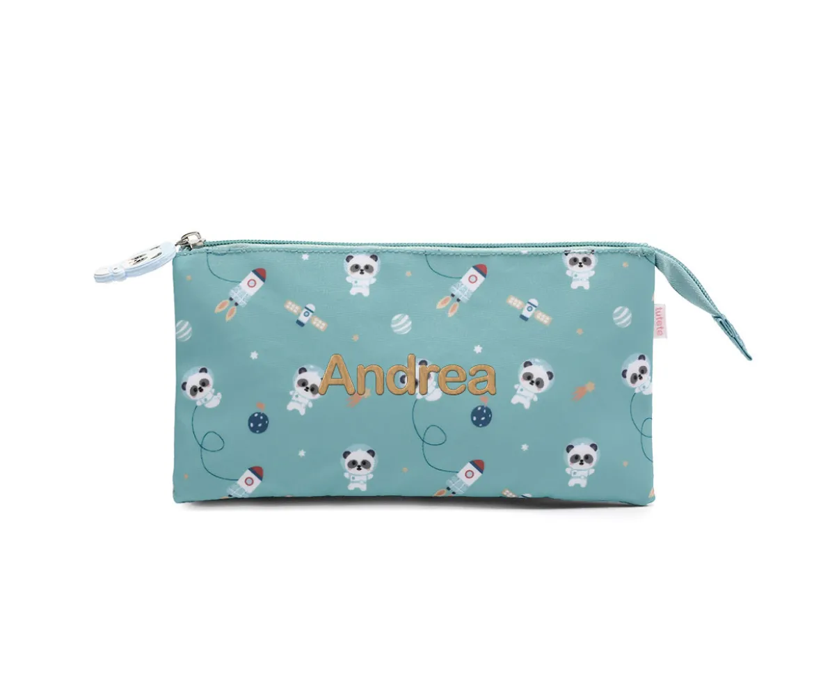 Estuche 3 Compartimentos Pandas in Space Personalizable