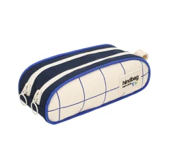 Estuche Doble Tricolor Cuadros Biege