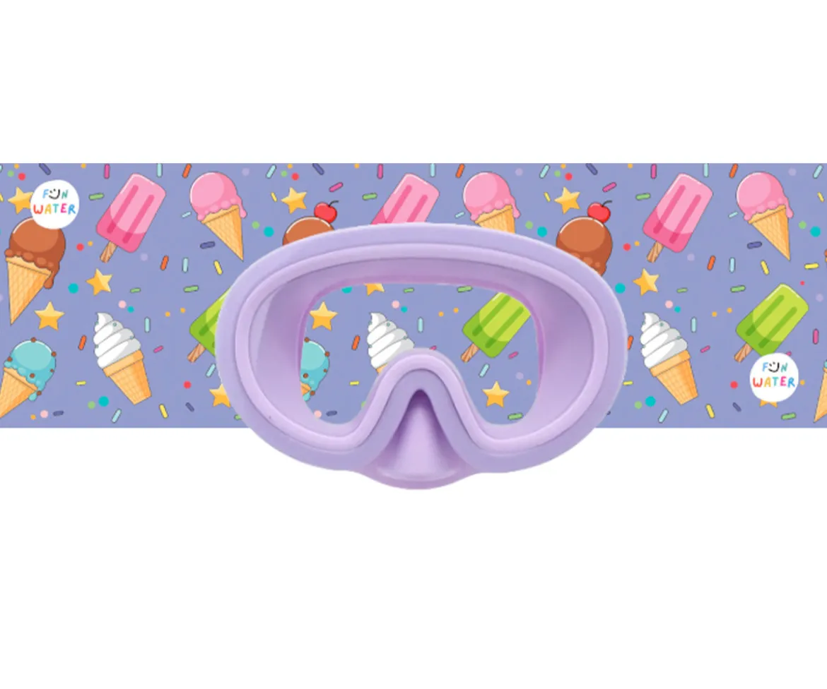 Gafas de Buceo Juniormask Moradas con Turbante de Helados