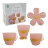 Juego de Baño Tazas y Flor Rosa