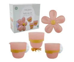 Juego de Baño Tazas y Flor Rosa