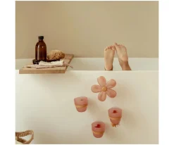 Juego de Baño Tazas y Flor Rosa