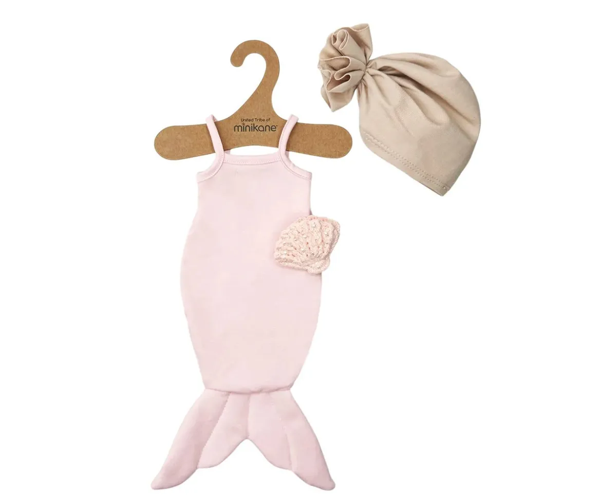 Les P'tits Déguiz Conjunto Sirena Rosa con Turbante y Concha Perla Rosa